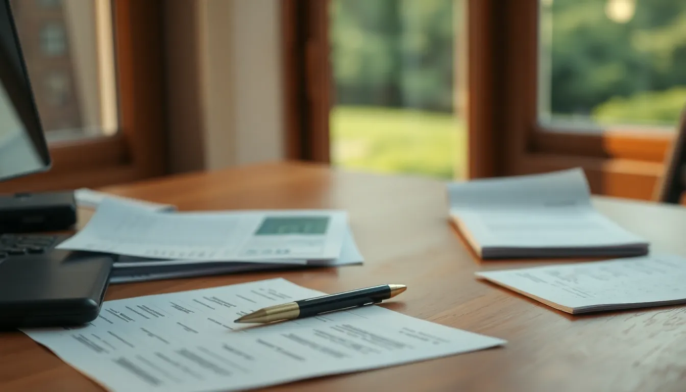 주택담보대출 서류 더미와 금융 계산기 이미지